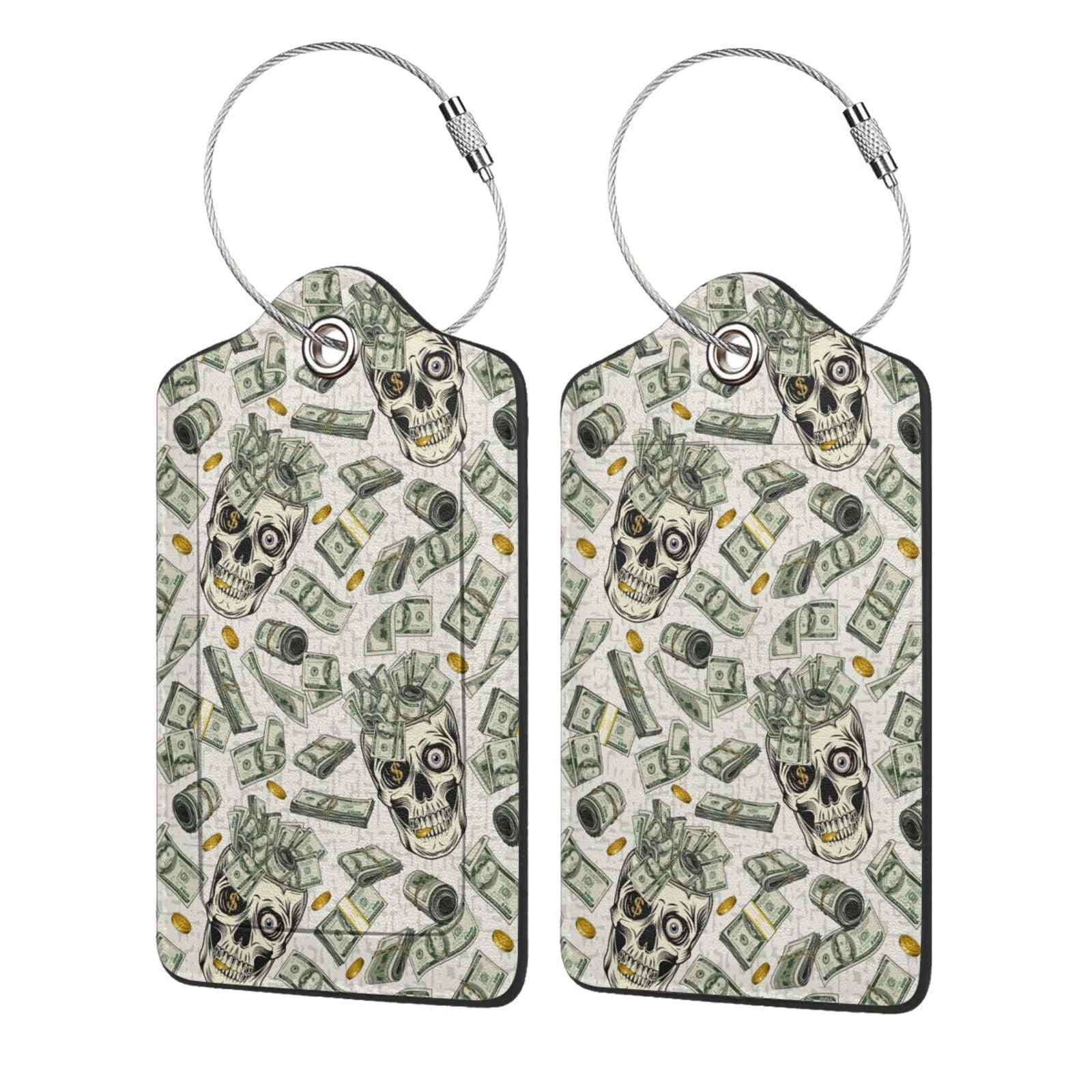 Junzan Skull with Cash for Luggage Tags,Leather Luggage Tags for ...