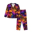 thumbnail image 1 of Junzan Skull Print Womens Pajama Sets,Long Sleeve Button Down For Women Pjs 2 Piece, 1 of 9