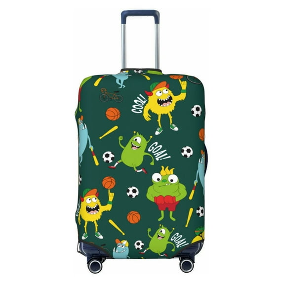 Junzan Sport Monster Print Washable Luggage Cover - Fashion Suitcase Protector Fits 18-32 Inch Luggage