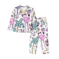 thumbnail image 1 of Junzan Summer With Flamingo Print Womens Pajama Sets,Long Sleeve Button Down For Women Pjs 2 Piece, 1 of 9