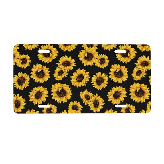 Junzan Sunflower Front License Plate Covers Decorative Car Metal Plates Novelty License Plate 6 X 12 Inch For Women Men