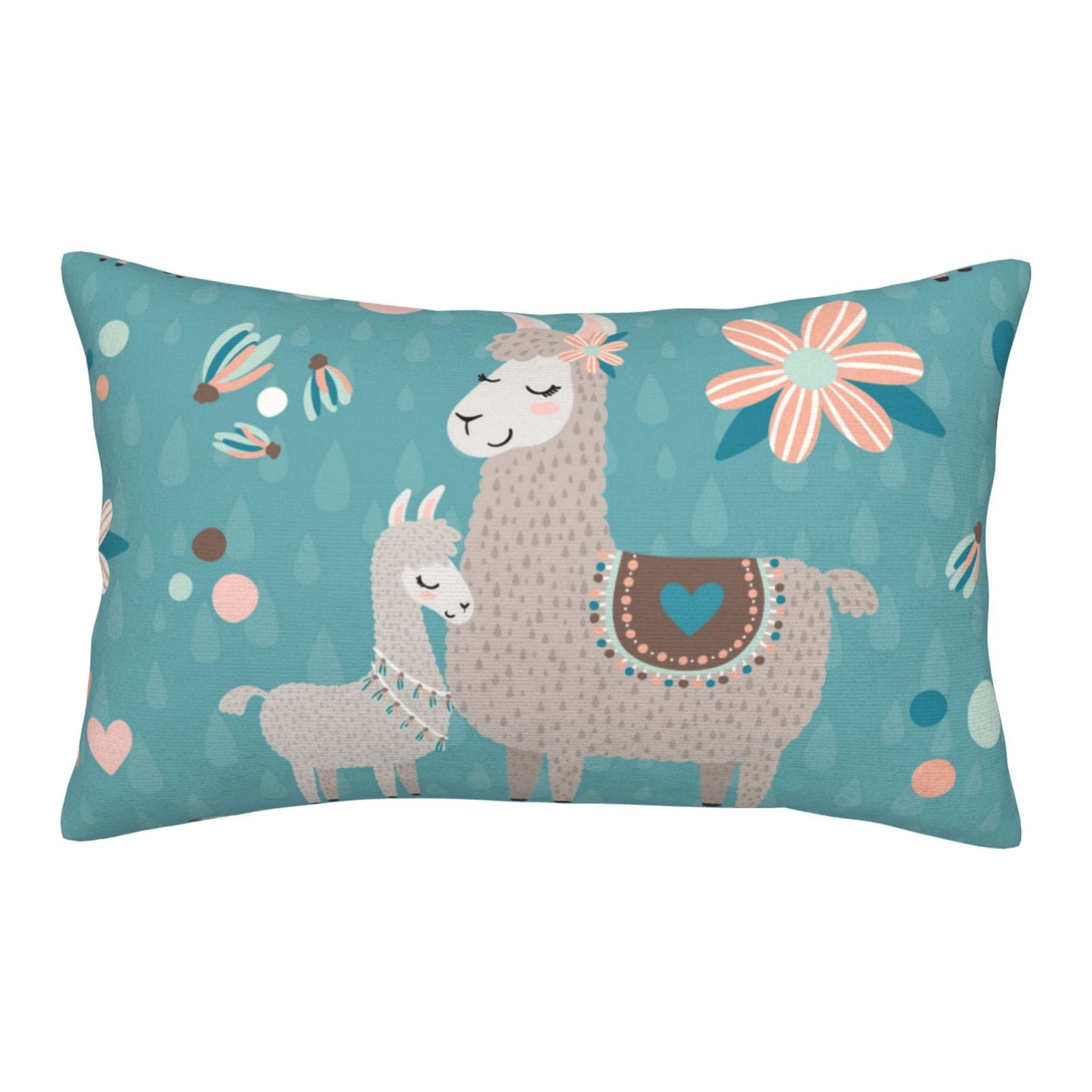 Junzan Teal Mama Llama Pillow Cases Standard Size, With Envelope ...