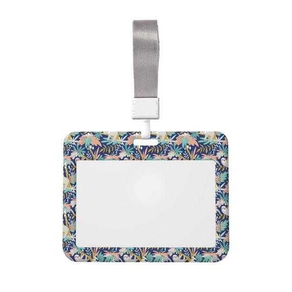 Junzan Tropical Sloth ID Badge Holder with Windows Key Card Work Badge Sleeve for Office, School, Factory, ID Credit Cards, Proximity Key Cards