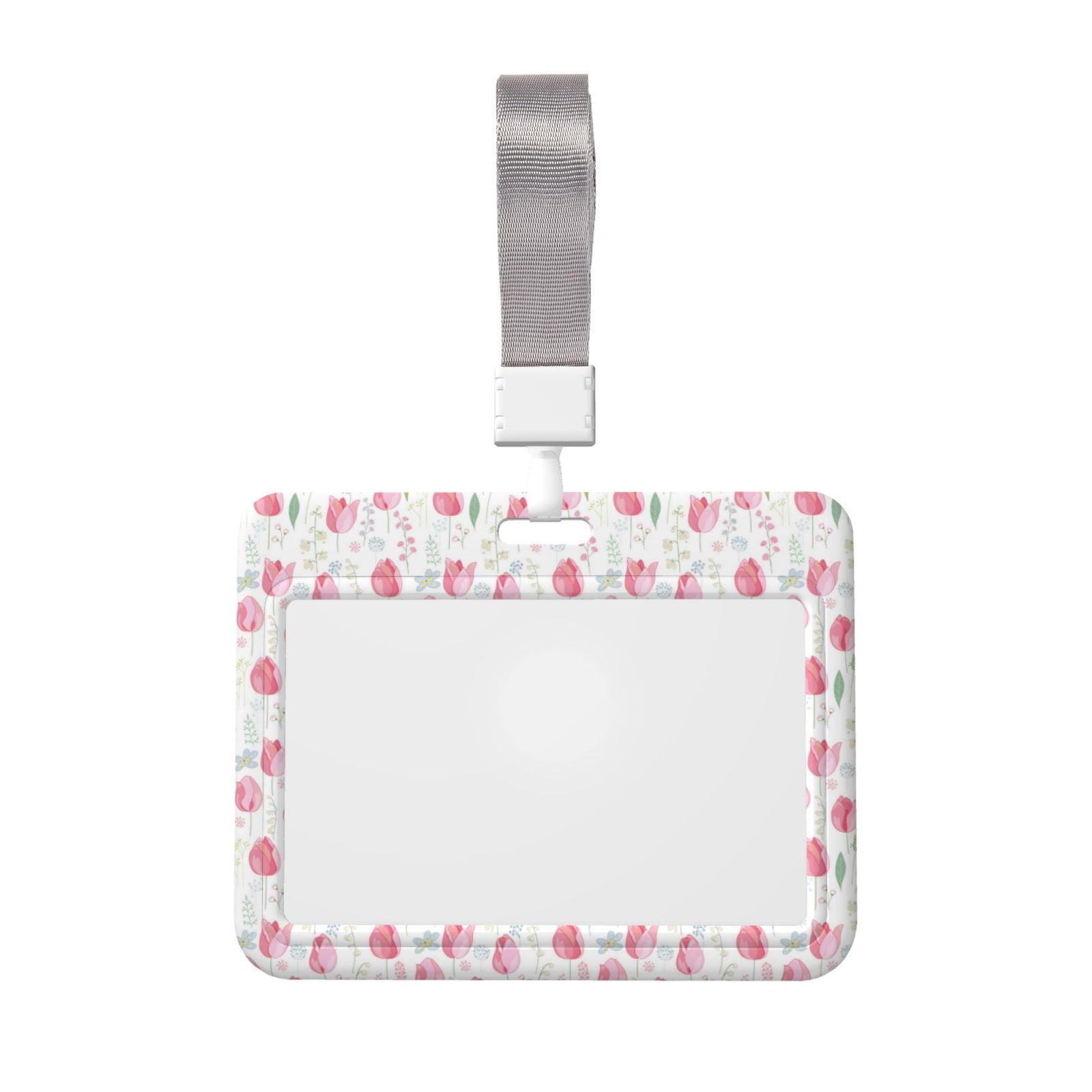 Junzan Tulips Flowers ID Badge Holder with Windows Key Card Work Badge
