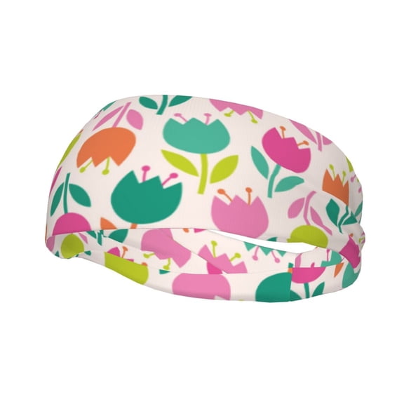 Junzan Tulips Flowers for Sweatbands Sports Headband for Men & Women - Moisture Wicking Athletic Headbands for Tennis, Basketball, Running, Gym, Working Out