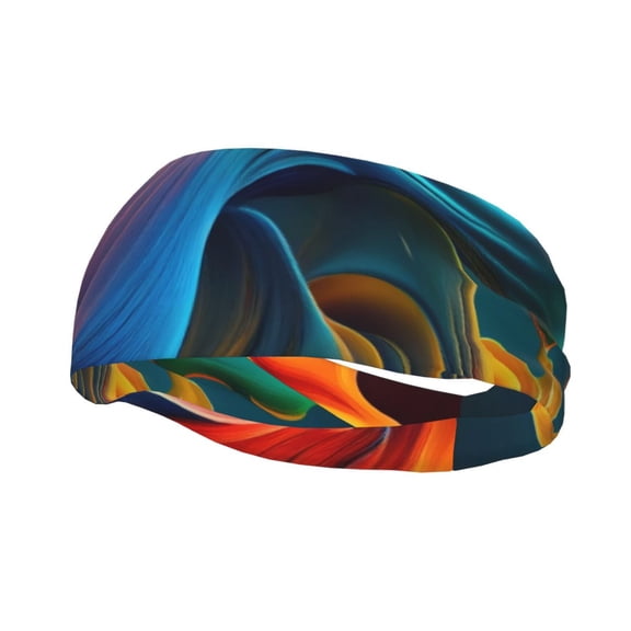 Junzan Vibrant Fluid Motion Art for Sweatbands Sports Headband for Men & Women - Moisture Wicking Athletic Headbands for Tennis, Basketball, Running, Gym, Working Out