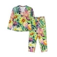thumbnail image 1 of Junzan Watercolor Blooming Cactus Print Womens Pajama Sets,Long Sleeve Button Down For Women Pjs 2 Piece, 1 of 9