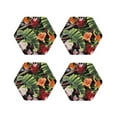 thumbnail image 1 of Junzan Watercolor Tropical Flowers Print Coasters for Drinks - Leather Coasters Set of 4 for Coffee Table for Housewarming/Kitchen/Bar/Decor-Hexagon, 1 of 6