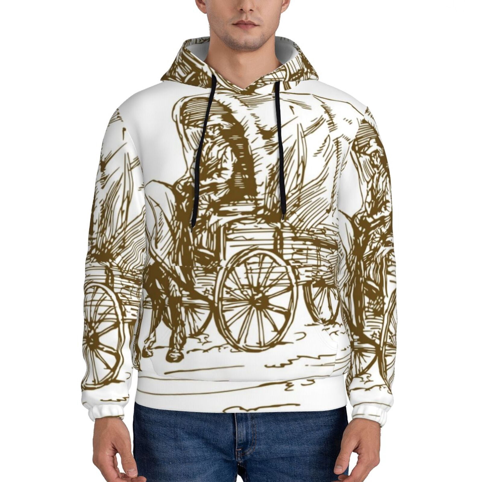 Vintage Fall Western Art Print Casual Cotton Sweatshirt main image 1