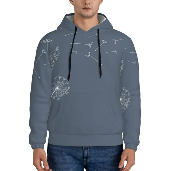 Junzan White Dandelion for Men's Hoodie - Fall Pullover Hooded Sweatshirt-Hooded Sweatshirt for Men - Men's Stylish Sweatshirt for Winter & Autumn-XX-Large