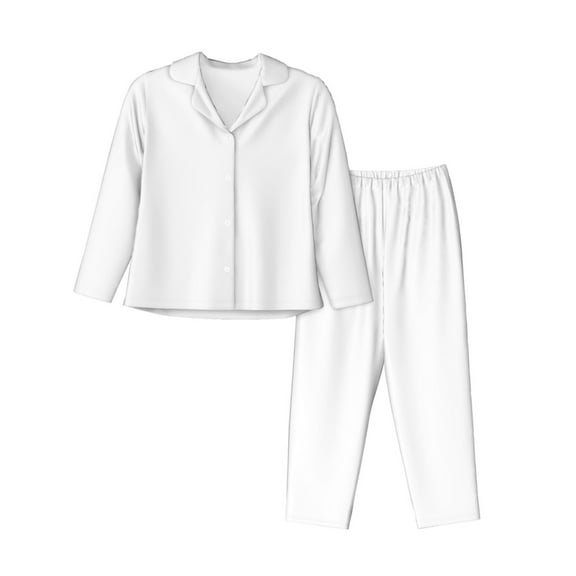 Junzan White Print Womens Pajama Sets,Long Sleeve Button Down For Women Pjs 2 Piece