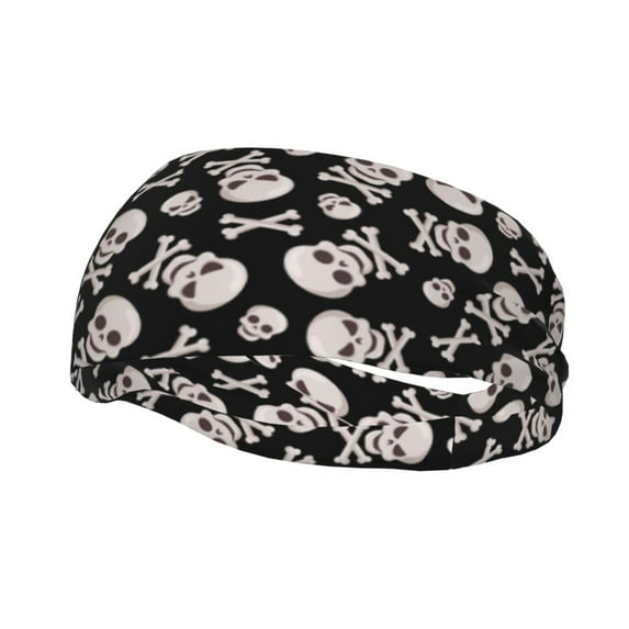 Junzan black white Skull bone for Sweatbands Sports Headband for Men & Women - Moisture Wicking Athletic Headbands for Tennis, Basketball, Running, Gym, Working Out