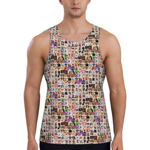 Junzan dogs and cats for Men's Workout Tank Top Gym Muscle Tee Fitness Bodybuilding Sleeveless T Shirt Sleeveless Muscle Shirts-X-Large