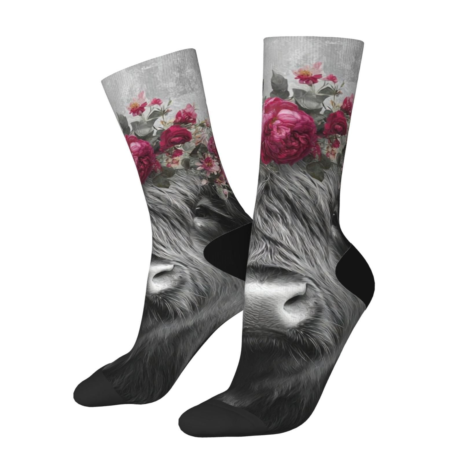 Glen Appin Scottish Highland Cow Cotton Socks For Men | One Size Fits All, Black Crew Socks | Perfect Scottish Gift 2 thumbnail image
