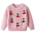 thumbnail image 1 of Juorvia Fall Sweaters for Girls Toddler Kids Knitted Pullover Loose Fitted Crew Neck Embroidery Fall Tops(3-4 Years,Pink), 1 of 7
