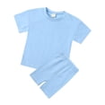 thumbnail image 1 of Juorvia Girls'clothing Sets Toddler Summer Casual Loose Fitted Crew Neck T-Shirts Slim Layering Shorts(1-2 Years,Sky Blue), 1 of 7