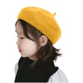 thumbnail image 1 of Juorvia Toddle Beret Hat Fall Winter Soft Warm Classic Solid Color(2-4 Years,Yellow), 1 of 6