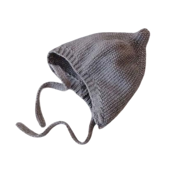 Juorvia Toddle Earflap Knitted Cap Skully Ties Warm(Free Size,Gray)