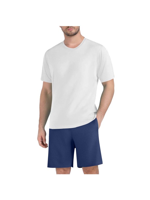 Work out Track Suits for Men Lightweight Mesh Regular Fitted Crew Neck T-Shirts and Shorts Set(Large,White)
