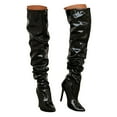 thumbnail image 1 of Juosiy Boots for Women Knee High Pleated Pointed Toe Stiletto High Heel Closed Toe Pull on Long Booties, 1 of 9