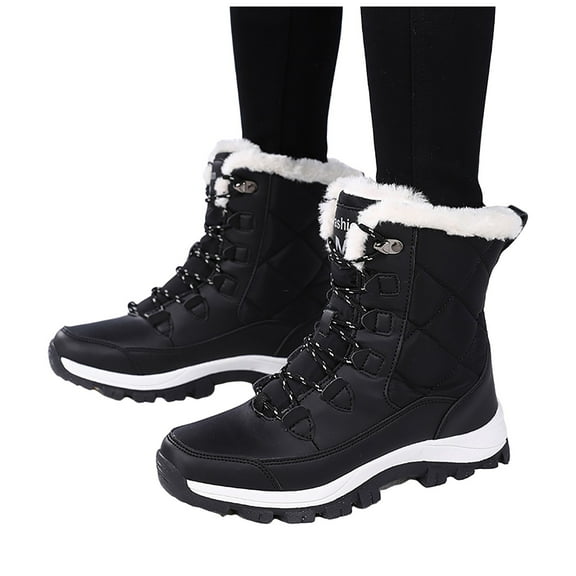 Juosiy Boots for Women Water-proof Lace Up Ankle Booties Winter Outdoor Mid-Calf No Slip Work Shoes
