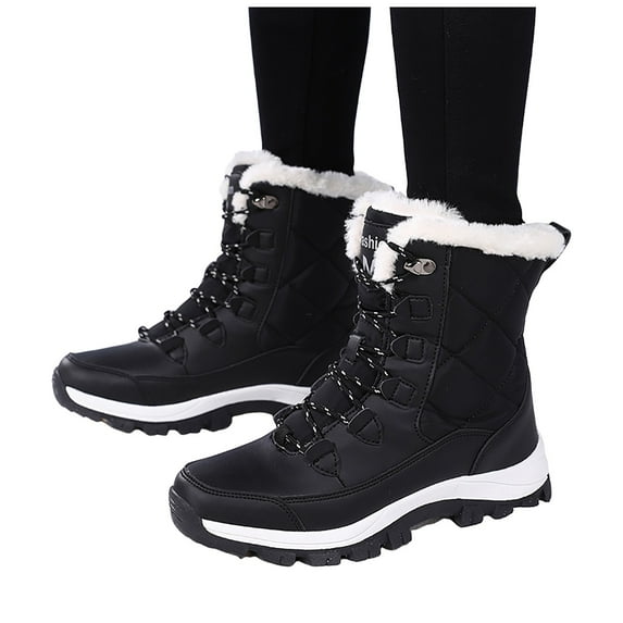 Juosiy Boots for Women Water-proof Lace Up Ankle Booties Winter Outdoor Mid-Calf No Slip Work Shoes