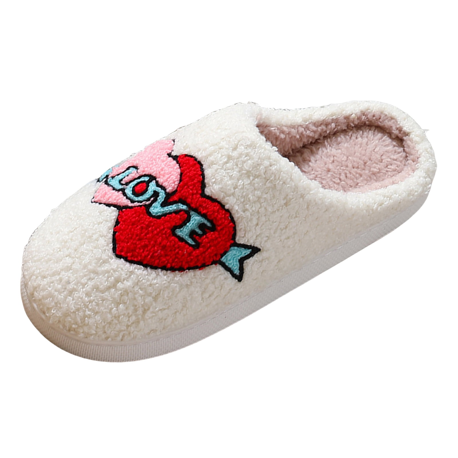 ♡HOOPEY♡  Juosiy Cartoon Love Heart Slippers for Womens Plush Warm Indoor