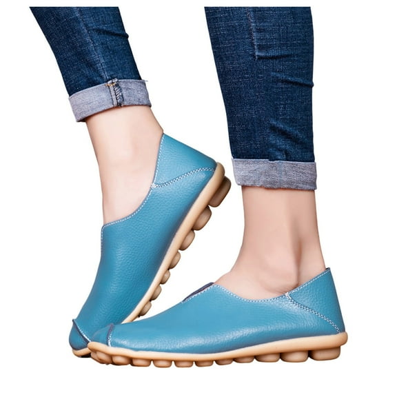 Juosiy Casual Shoes for Women 2025 Leather Loafers Comfortable Walking Flat Slip-ons Flat