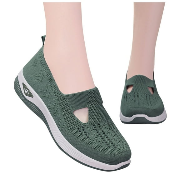 Juosiy Casual Shoes for Women Lightweight Running Knit Comfortable Flexible Slip-On Sneakers Stylish Walking Footwear