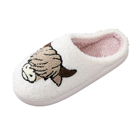 Juosiy House Slippers for Women Winter Furry Plush Fashion Animals Print Indoor Slide Shoes