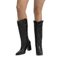 thumbnail image 1 of Juosiy Knee High Cowboy Boots for Women High Heels Pull-on Embroidered Wide Calf Cowgirl Boots, 1 of 8