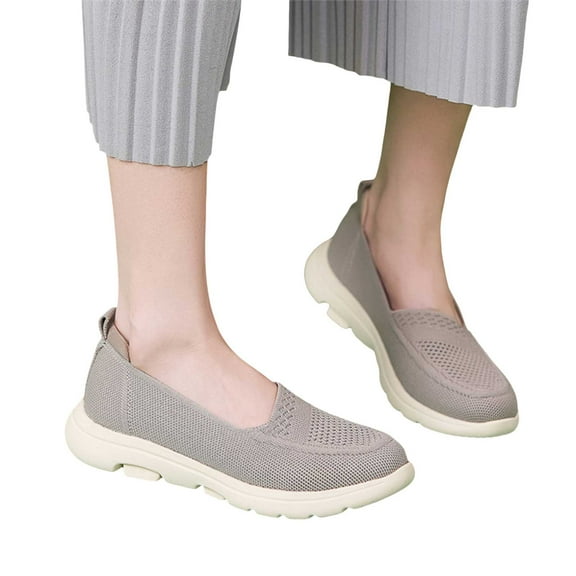 Juosiy Loafer for Women Arch Support Breathable Slip On Sneakers Knit Lightweight Non Slip Work Shoes