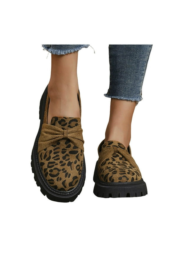 Loafers for Women Comfortable Slip On Sneakers Fashion Leopard Print Flat Non Slip Walking Shoes