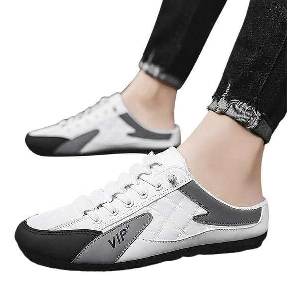 Juosiy Men Shoes Slip On Mules Light Open Back Walking Footwear Breathable Slippers Closed Toe Slides