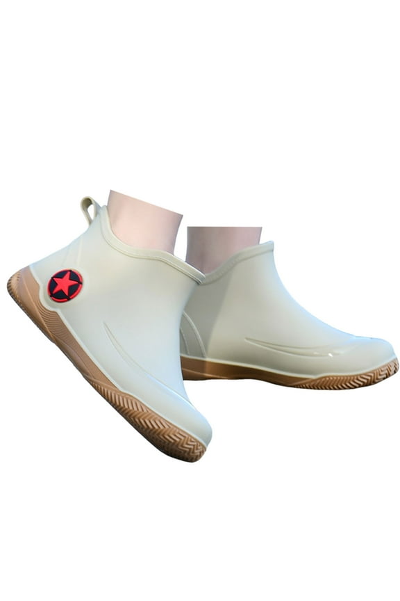 Men's Rain Boots Low Top Set Fishing Rubber Non Slip Work Shoes Platform Sole Short Garden Footwear