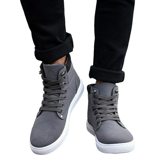Juosiy Mens Canvas Ankle Boots Fashion Vintage High Top Non Slip Sneakers Comfortable Work Shoes