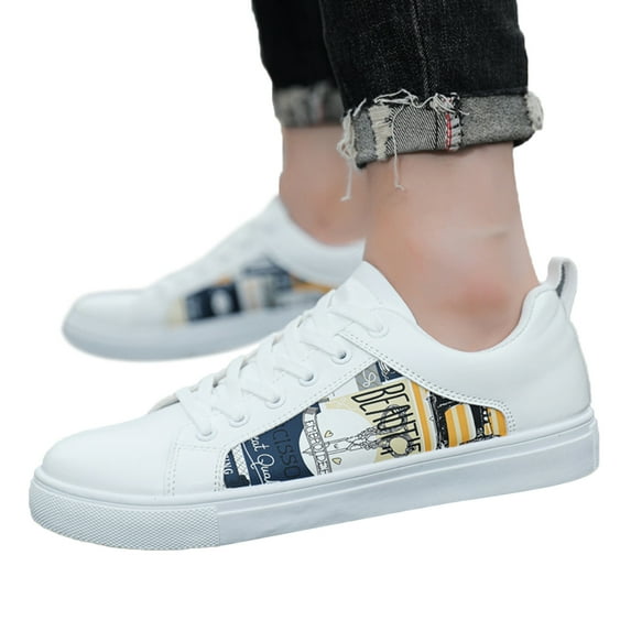 Juosiy Mens Retro Skate Shoes Fashion Faux Leather Walking Footwear Comfortable Slip On Sneakers