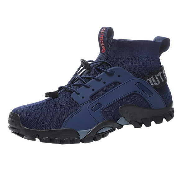 Juosiy Mens Shoes High Top Knit Hiking Sneakers Lace Up Non Slip Lightweight Sports Shoes