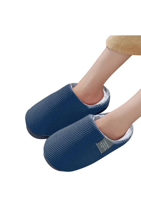 Mens Slippers Comfortable Slip-on Corduroy Close Toe Memory Foam Indoor House Shoes