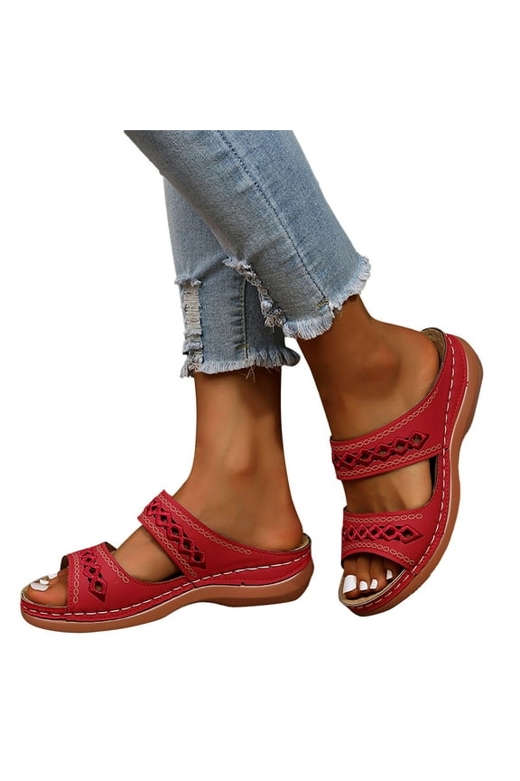 Orthopedic Sandals For Women Beach Slippers With Arch Support Open Toe Vintage Wedge Shoes