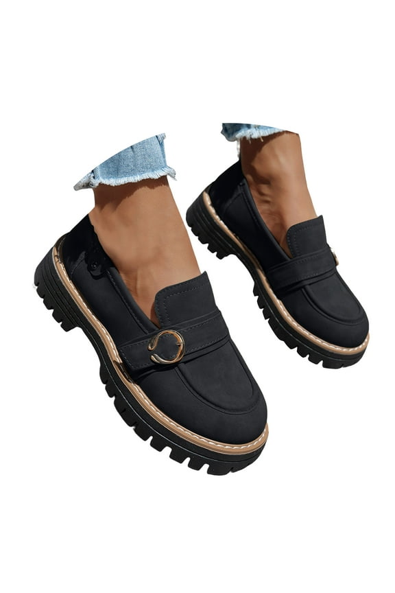 Platform Loafers for Women Comfortable Suede Slip On Work Dressy Shoes Casual Walking Sneakers