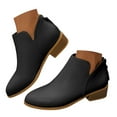 thumbnail image 1 of Juosiy Short Boots for Women Pointed Toe Faux Suede Low Stacked Heel Western Ankle Booties, 1 of 9