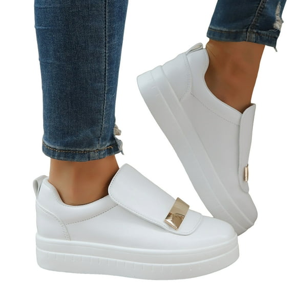 Juosiy Wedge Platform Loafers for Women Comfortable Water-proof Slip On Sneakers Casual Walking Shoes