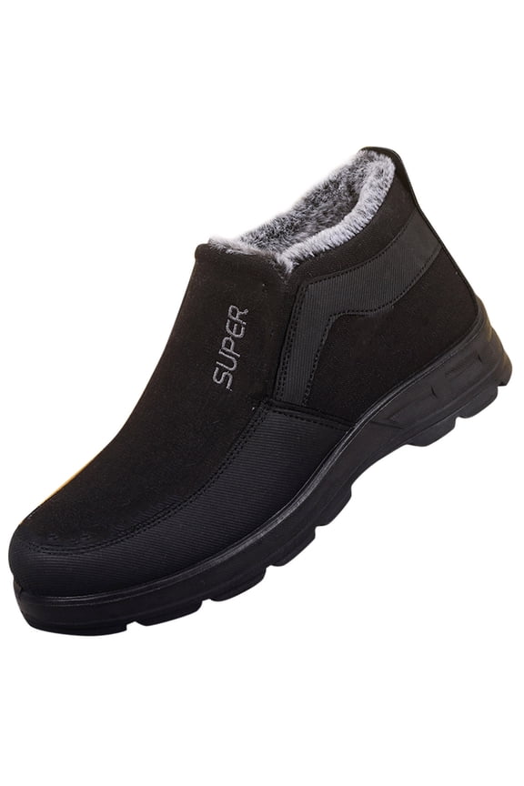 Winter Work Boots for Men Non Slip Warm Ankle Booties Plush Lined Outdoor Slip On Sneakers