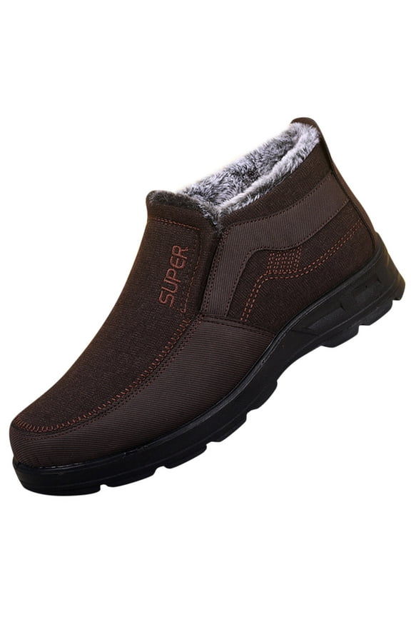Winter Work Boots for Men Non Slip Warm Ankle Booties Plush Lined Outdoor Slip On Sneakers