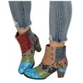 thumbnail image 1 of Juosiy Women Ankle Boots Slip On Color Blocked Comfortable Low Heel Dressy Booties with Side Zipper, 1 of 9