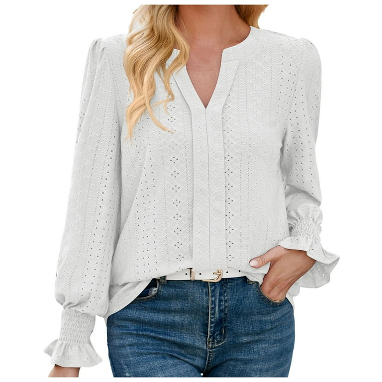 Long Sleeved Lantern Sleeve O-Neck Hollow Loose Shirt Long Sleeved Lantern Sleeve O-Neck Hollow Loose Shirt