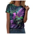 thumbnail image 1 of Juosiy Women Loose Thin Colorful Carnival Printed Blouse Trendy Short Sleeve Round Neck Simple Daily Tops, 1 of 4