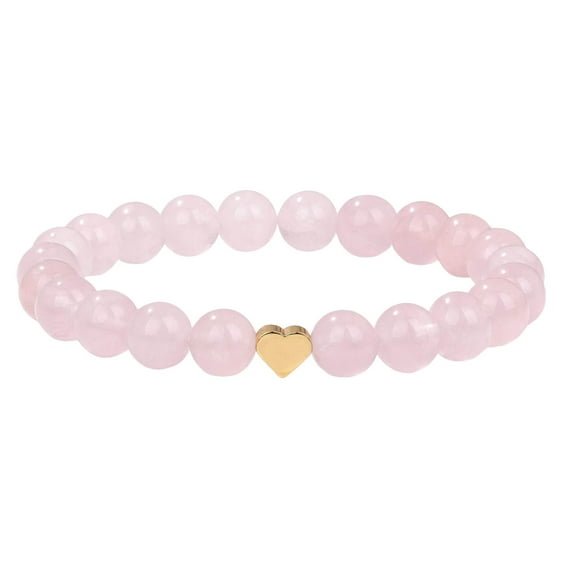 Juosiy Women Pink Beaded Gold Heart Bracelet