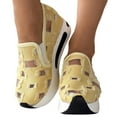 thumbnail image 1 of Juosiy Women Platform Wedge Walking Work Sneakers Slip on Loafers Arch Support Hollow out Canvas Shoes, 1 of 6